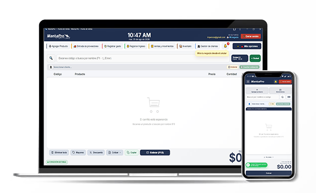 MantaPro en computadora, celular y tablet